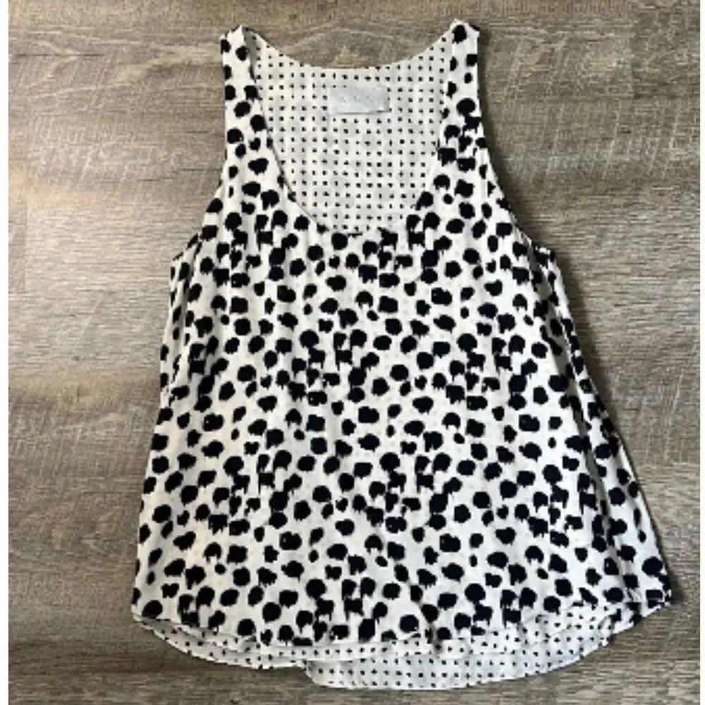 ALC Silk Scoop Blend Tank Black White Dot M